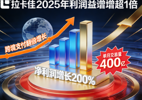 拉卡拉2025年净利润预增超两倍！跨境支付翻倍增长，单月交易量猛增400亿！